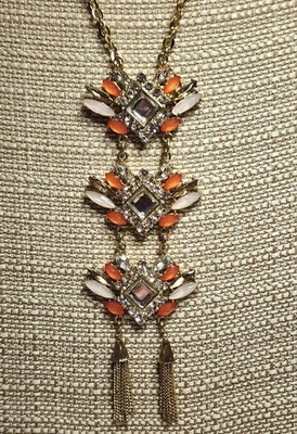 Collar de cuentas facetadas de cristal transparente naranja limitado 32" Foto 1 de 4