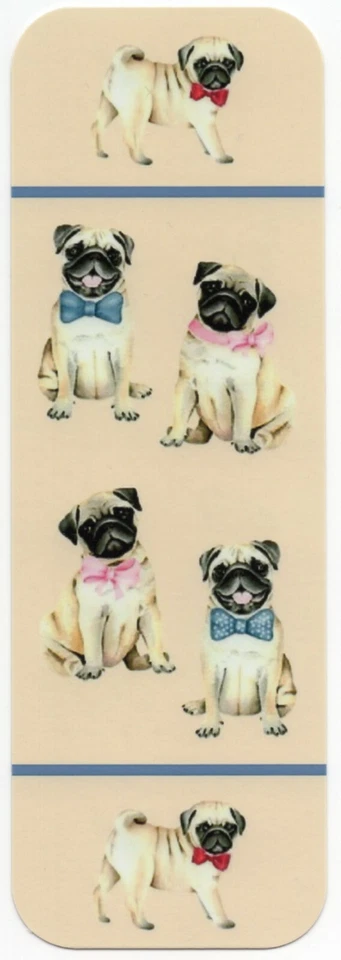 K9-KARDS PUG DOG CUTE FAMILY PUGS BEAUTIFUL DOG BOOKMARK SAME IMAGE BOTH SIDES GREAT GIFT