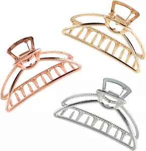 Metall Haarspangen für Frauen Haarkrallenspangen mittel für dickes Haar 3er Pack (silber - Bild 1 von 12