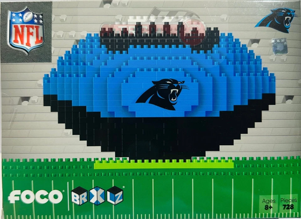 FOREVER COLLECTIBLES Carolina Panthers NFL BRXLZ Football 3-D Construction Block Set