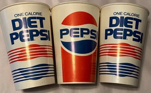 Vintage Lot x3 Pepsi Diet Pepsi Oversized Large Promo Sample Wax Cups 8in Tall - Picture 1 of 11