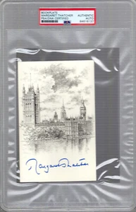 MARGARET THATCHER HAND SIGNED 4x6 BOOKPLATE AWESOME+RARE JSA+PSA SLABBED - Picture 1 of 2