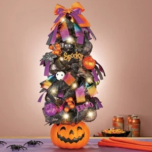 Lighted Halloween Tree Pumpkin Tabletop Decoration LED Lights 19"H. - Picture 1 of 2