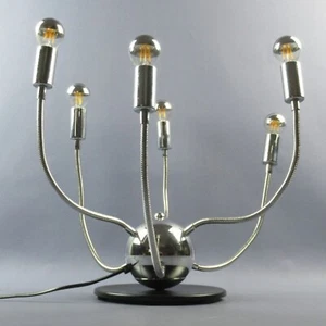 Lampada Da Tavolo Space Age Metallo Cromato 6 Luci Modernariato Italia 1980 - Imagen 1 de 10