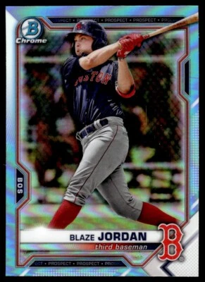2021 Bowman Draft Chrome BLUE SKY REFRACTOR Blaze Jordan Boston Red Sox #BDC-182 - Image 1 of 2