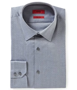 CAMICIA ABITO HUGO BOSS C-MENZO US ETICHETTA ROSSA CLASSIC FIT GRIGIO TRATTEGGIATO - NUOVA CON ETICHETTE - Foto 1 di 8