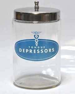 CONTENITORE VASO VINTAGE PROFEX TONGE DEPRSSOR FARMACIA MEDICO UFFICIO MEDICO - Foto 1 di 7