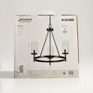 Progress Lighting  1341850 Strahan 3-Light Black Chandelier - Picture 1 of 4