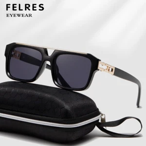 Men Square Classic Pilot Sunglasses Fashion Double Bridge Driving Shade Glasses  - Picture 1 of 31
