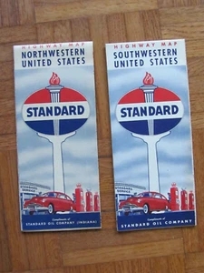 ESTACIÓN DE SERVICIO DE PETRÓLEO ESTÁNDAR DE PRINCIPIOS DE 1950 AUTOPISTA 2 MAPAS DE CARRETERAS SW & NUEVO EE. UU. - Imagen 1 de 8