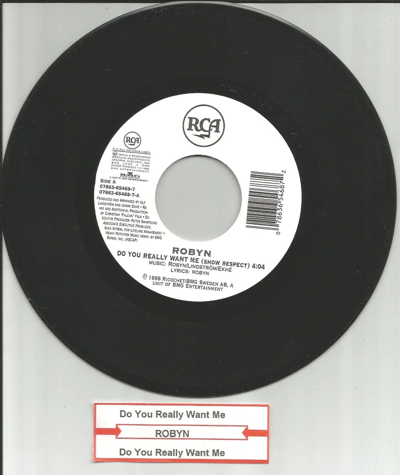 ROBYN Do you Really Want Me w/ QDIII MIX 7 INCH Vinyl 45 USA JUKEBOX TITLE STRIP - Image 1 of 1