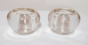 Weiße Scheunenkerze 2 klobige & schwere Klarglas Windlicht Halter 3,25" T 2,375" T Sehr guter Zustand - Bild 1 von 6