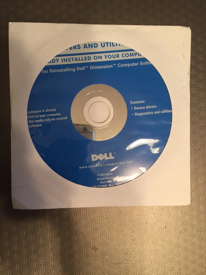 DELL Drivers and Utilities for Dimension, P/N CT360, Rev.A01, March 2007 - Image 1 of 1