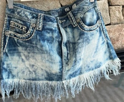 Minifalda Miss Me Denim Cristal Lavado a Piedra 27 Excelente Estado Foto 1 de 4