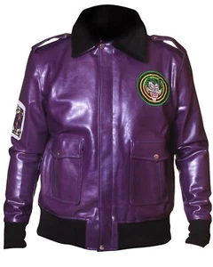 Batman Henchmen Joker Goon Lila Bomber Biker Cafe Racer Kunstleder Jacke - Bild 1 von 5