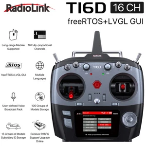 RadioLink T16D 16CH RC Transmitter 2.4G R16F Receiver for RC Car Boat Drone - Picture 1 of 27