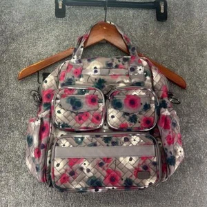 NWOT Lug Mini Puddle Jumper Gray Pink Teal Floral Convertible Shoulder Crossbody - Picture 1 of 9