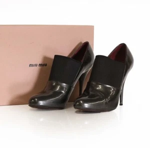 Botas de zapatos Miu Miu gris oscuro charol con tacón de aguja en caja talla UK 6.5 - Imagen 1 de 8