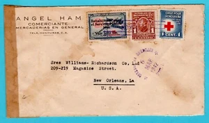 HONDURAS censored cover 1942 Tela to New Orleans USA - Picture 1 of 2