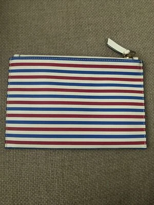 Новый с Ярлыками J. Crew средний мешок сумка клатч кожи #H5561 красный синий белая полоса 5,5 x 8,25 - Изображение 1 из 4