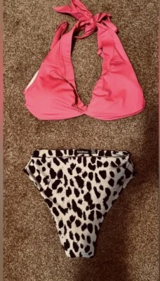 Calzoncillo y top de bikini de cintura alta de leopardo boohoo. Talla 4 Foto 1 de 4