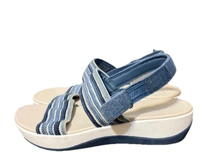 Sandali Clarks Cloudsteppers donna 8,5 M blu comodi scarpe plateau regolabili - Foto 1 di 11