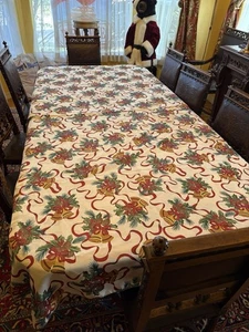 Tovaglia natalizia natalizia poliestere campana agrifoglio pino 110" x 58" rettangolare - Foto 1 di 6