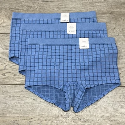 Paquete de 3 bragas cortas Auden azules sin costuras para mujer talla L sin costuras laterales Foto 1 de 4