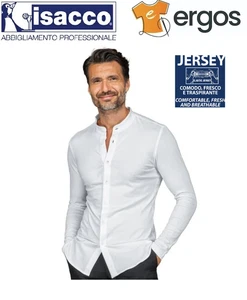 Isaac PUERTORIC HEMD UNISEX JERSEY LANGARM WEISS MIT KOREANISCHEM KRAGEN - Bild 1 von 2