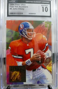 1994 Fleer Flair Hot Numbers Football John Elway #04 CGC 10.0 Gem Mint - Picture 1 of 2