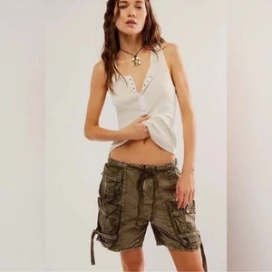 Free People "Moon Bay" Parachute Shorts (Brown) Size L - Picture 1 of 13