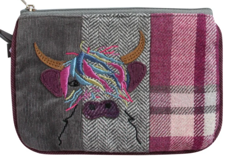 EARTH SQUARED Highland Cow Coo Purse Tweed Small Coin Bag Ladies Christmas Gift - Image 1 of 4