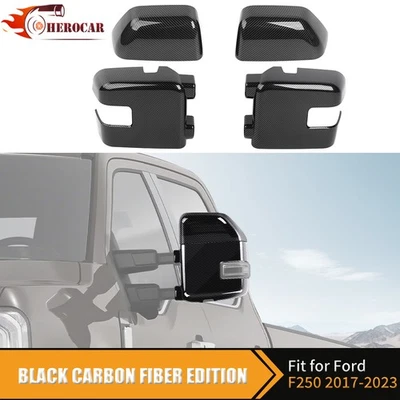 Carbon Fiber Full Mirror Towing Covers Kit For Ford F250 F350 F450 F550 2017-23 - Image 1 of 4