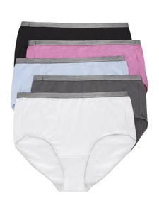 Comfortable Stretch Cotton Briefs 5-Pack for Women, Soft & Stretchy Plus Sz. 14 - Picture 1 of 7
