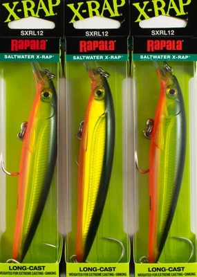 (LOT OF 3) RAPALA X-RAP LONGCAST 1-1/4OZ SXRL12 HO HOT OLIVE CP2407 - Image 1 of 2