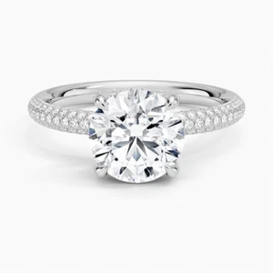IGI, 2.60 TCW G/VS1 Round Lab Grown Diamond Gorgeous Wedding Hidden Halo Ring - Picture 1 of 3