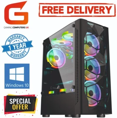 Gaming PC COMPUTER Core i7 16GB 480GB + 2TB RTX 3050 Win10 FREE DELIVERY - Image 1 of 4
