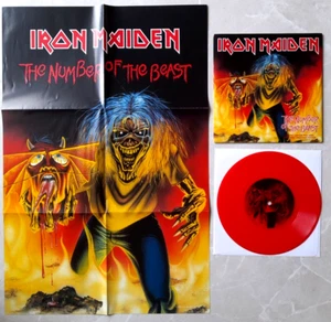 NEW! IRON MAIDEN - THE NUMBER OF THE BEAST 7" RED VINYL + CALENDAR POSTER EM 666 - Picture 1 of 2