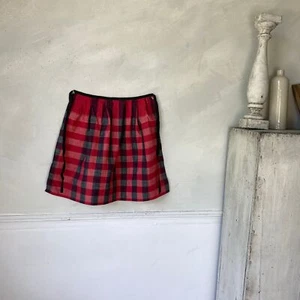 Antique French small apron c1850 or earlier blue red Vichy check textile MG mon - Picture 1 of 7