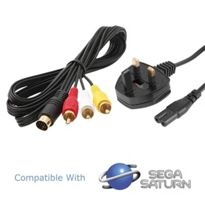 SEGA SATURN Console Power Supply + TV AV Audio Video Lead Cable UK Seller  - Picture 1 of 5