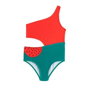 Girls One Piece Swimwear One Shoulder Watermelon Print Swimsuit for Kids Girl... - Picture 1 of 7