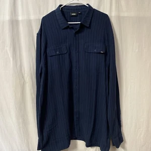 Vans Men's Station Striped Dress Blues Shirt Button Front Long Sleeve XXL - Picture 1 of 4