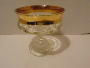 Clear Kings Crown Compote Candy Dish. Gold Trimmed reduced - Picture 1 of 6