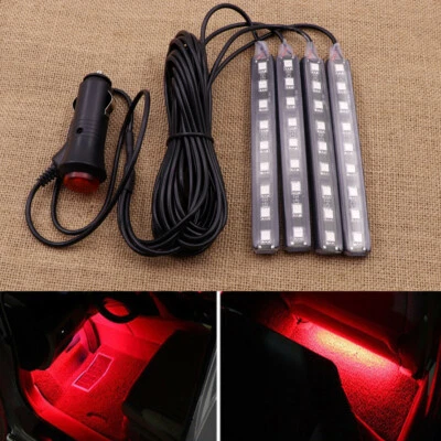New Red 9 LED Charge Car Interior Accessories Foot Car Decorative Light Lamps - Image 1 of 4