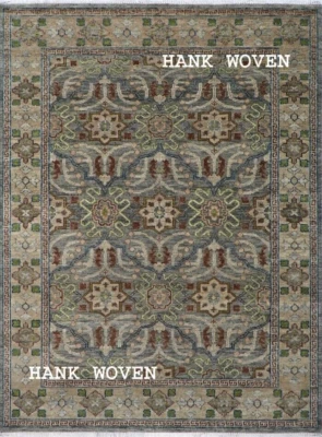 Handmade 8x10 ft Gray Transitional Oriental Living Room Rug | Customizable Rug - Image 1 of 4