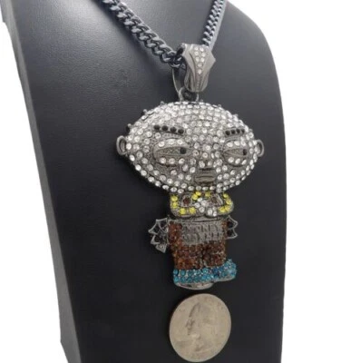 CADENA CUBANA HIP HOP COMPLETO HELADO BLING STEWIE NEGRO CIRCONITA CÚBICA 6mm 30" Foto 1 de 3