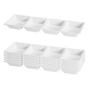 16" x 5" White or Clear 4-Section Rectangular Disposable Plastic Trays 24 pcs - Picture 1 of 10