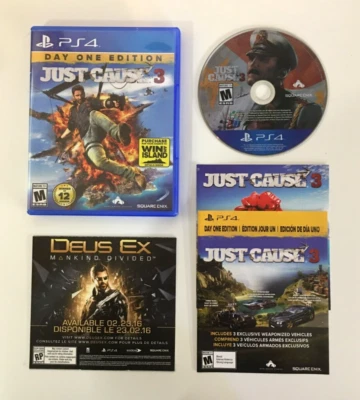 Just Cause 3 [Day One Edition] PS4 (Sony PlayStation 4, 2015) CIB Completo Foto 1 de 3