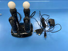 Playstation Move Bundle Oem Remotes With Nyko Charging Base Tested   Working