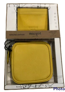 ¡Nuevo! Juego de 2 piezas de cuero amarillo Margot estuche de tarjetas y estuche de joyería caja de regalo - Imagen 1 de 12